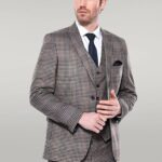 Plaid Slim-Fit Brown Men Blazer - Wessi