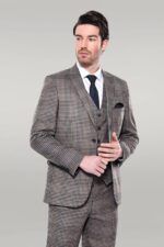 Plaid Slim-Fit Brown Men Blazer