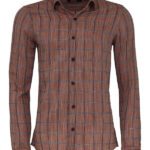 Plaid Slim Fit Brown Men Shirt - Wessi