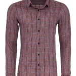 Plaid Slim Fit Burgundy Men Shirt - Wessi