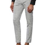 Plaid Slim-Fit Light Grey Men Trousers - Wessi