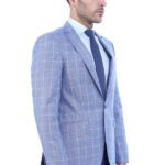 Plaid Slimfit Blue Jacket - Wessi