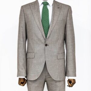 Plain 2 Piece Slim Fit Brown Men Suit - Wessi