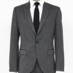 Plain 2 Piece Slim Fit Dark Grey Men Suit - Wessi