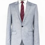 Plain 2 Piece Slim Fit Grey Men Suit - Wessi