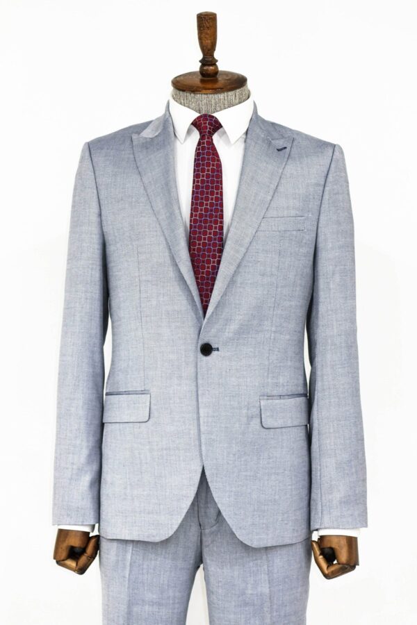 Plain 2 Piece Slim Fit Grey Men Suit - Wessi