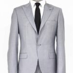 Plain 2 Piece Slim Fit Grey Men Suit - Wessi
