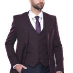 Plain Burgundy Vest Blazer Set | Wessi