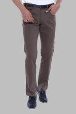 Plain Covered Pocket Suede Brown Men Pants