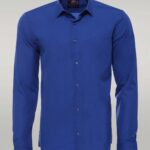 Plain Long Sleeves Indigo Blue Men Shirt - Wessi