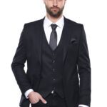 Plain Navy Blue Blazer Vest Set - Wessi