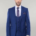 Plain Navy Vested Suit - Wessi