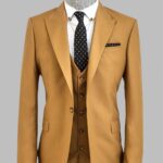 Plain Slim Fit Tan Men Suit - Wessi