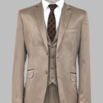 Plain Vested Light Brown Men Suit - Wessi