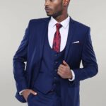 Plain Vested Navy Blue Men's Suit | Wessi