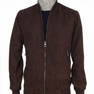 Plain Zippered Pockets Brown Men Bomber Coat - Wessi