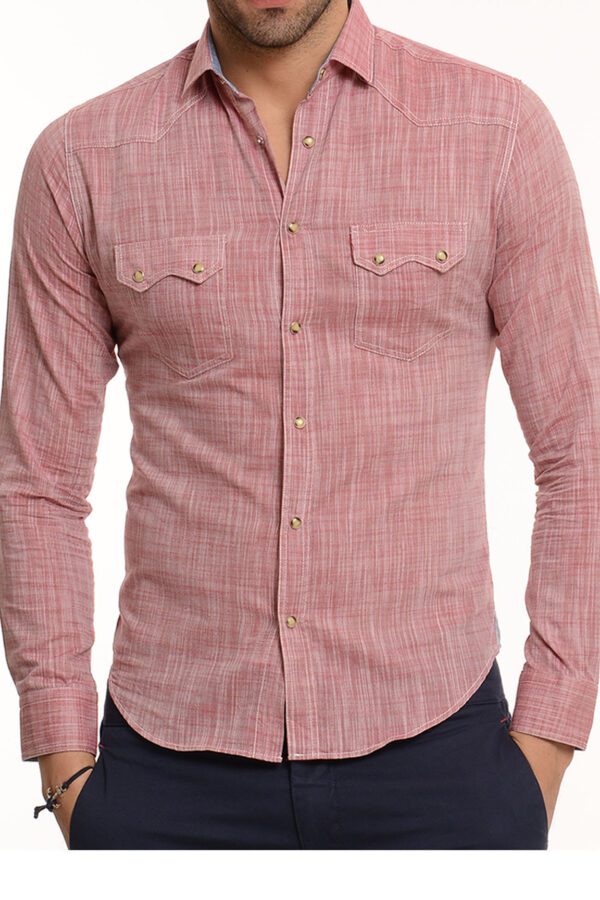 Pocket Flap Linen Burgundy Shirt-Wessi