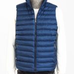 Reversible Quilted Standing Collar Blue Men Down Vest - Wessi