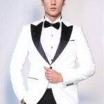 Satin Shawl Lapel Textured Men's White Tuxedo Jacket - Wessi