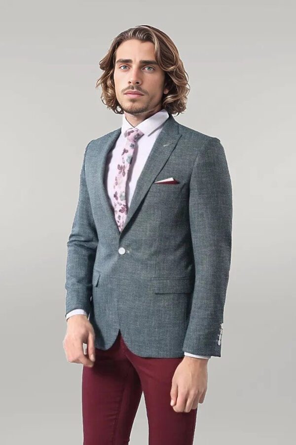 Self-Patterned Green Men's Blazer | Wessi