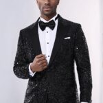 Sequin Patterned Black Party Blazer | Wessi