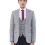 Set of Plaid Blazer and Vest - Wessi