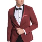 Shawl Lapel Burgundy Tuxedo Suit | Wessi