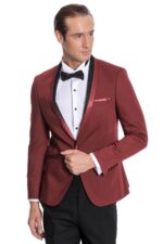 Shawl Lapel Burgundy Tuxedo Suit