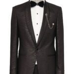 Shawl Lapel Patterned Slim Fit Black Tuxedo | Wessi