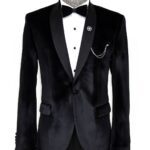 Shawl Lapel Velvet Black Men Tuxedo Blazer - Wessi