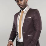 Single Button Collar Garni Tippet Brown Jacket-Wessi