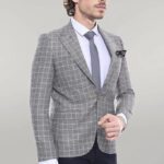 Single Button Peak Collar Beige Blazer - Wessi