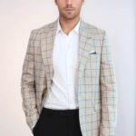 Single Button Pointed Collar Beige Blazer - Wessi