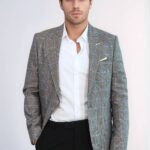 Single Button Pointed Collar Brown Blazer - Wessi