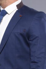 Single-Button-Standing-Collar-Navy-Blue-Men-Blazer-Wessi-1