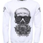 Skull Printed White Sweatshirt - Wessi