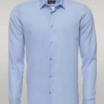 Sky Blue Plain Long Sleeves Regular Fit Shirt - Wessi