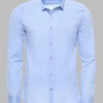 Sky Blue Slim-Fit Long Sleeve Shirt - Wessi