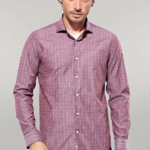 Slim-Fit Burgundy Plaid Shirt | Wessi