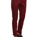 Slim Fit Cotton Burgundy Men Pants - Wessi