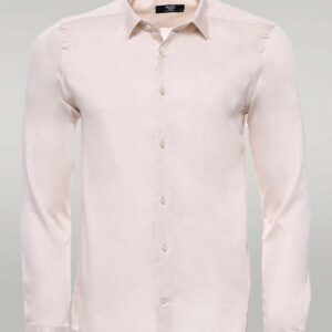 Slim Fit Long Sleeve Ivory Men Shirt - Wessi
