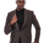 Slim Fit Patterned Brown Men Blazer - Wessi