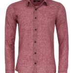 Slim Fit Patterned Burgundy Men Shirt - Wessi