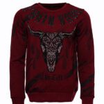 Slim Fit Patterned Burgundy Sweatshirt - Wessi