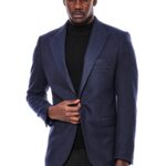 Slim Fit Patterned Dark Blue Men Blazer - Wessi