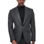 Slim Fit Patterned Dark Green Men Blazer - Wessi