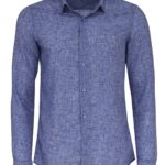 Slim Fit Patterned Navy Blue Men Shirt - Wessi