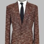Slim Fit Patterned Sport Brown Men Blazer - Wessi
