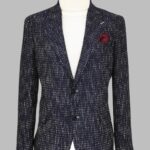 Slim Fit Patterned Sport Navy Blue Men Blazer - Wessi