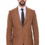 Slim Fit Patterned Tawny Men Blazer - Wessi